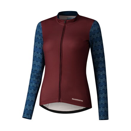 SHIMANO Women's jersey KAEDE PRINTED LONG burgundy/navy / Size: S