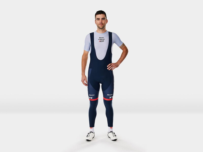 Bontrager Santini Trek-Segafredo Team Replica Training long pants with braces blue Bontrager Santini Trek-Segafredo Team Replica Training long pants with braces blue