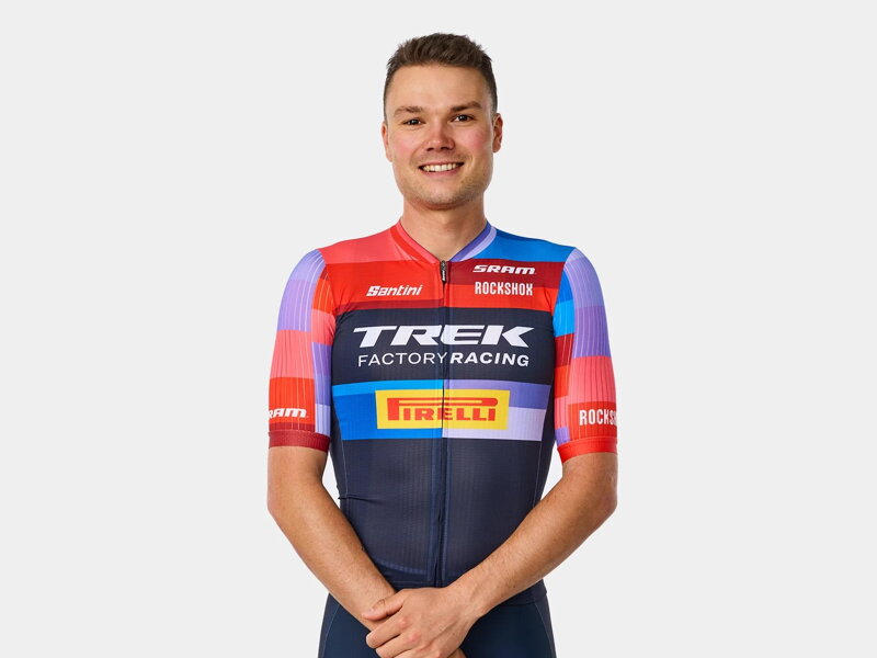 Santini Trek Factory Racing Men's Team Replica blue jersey Santini Trek Factory Racing Men's Team Replica blue jersey